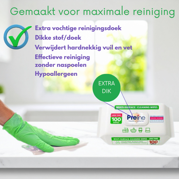 Preline Allesreiniger Doekjes - 1 Pack (100 stuks) | Voor Alle Oppervlakken