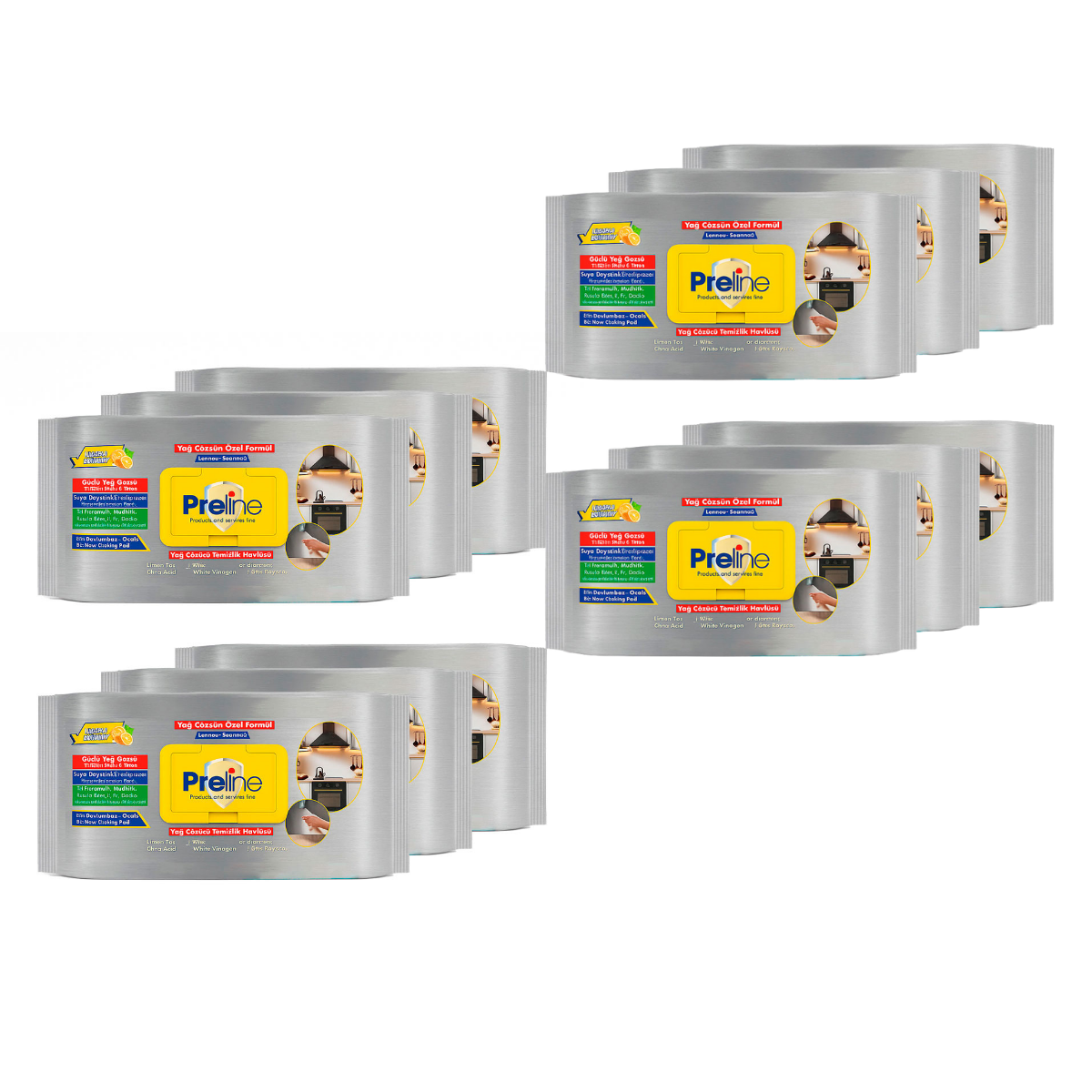 Preline Ontvettingsdoekjes – 12 Pack (1200 Stuks) | Voor Keuken, Oven & Afzuigkap