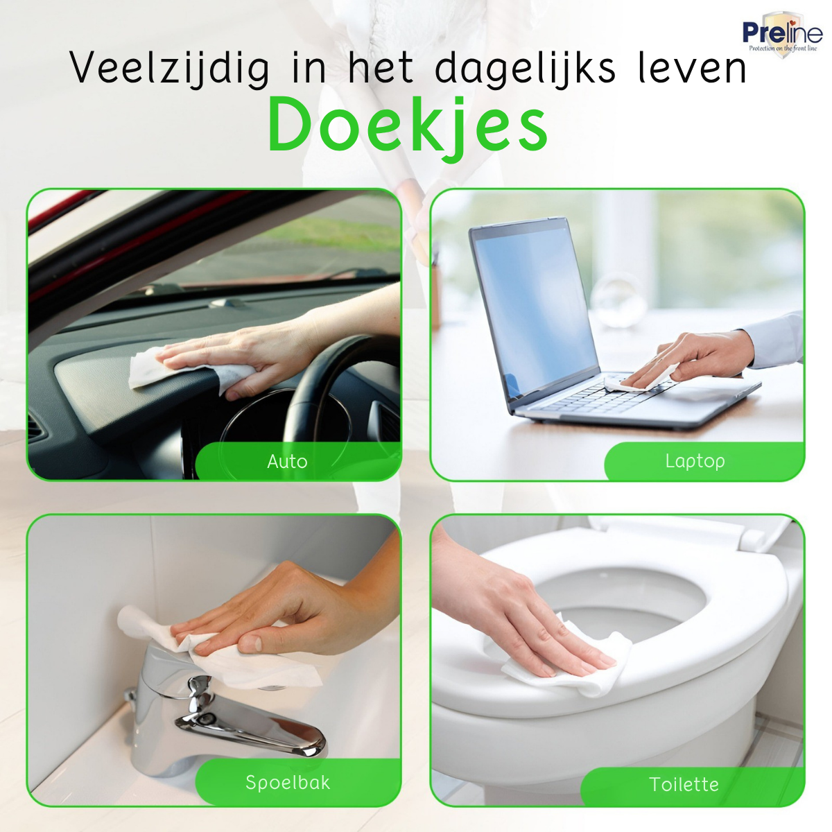 Preline Vloerdoekjes – Vochtige Reinigingsdoekjes met Witte Zeepgeur -6 Pack (240 Stuks)