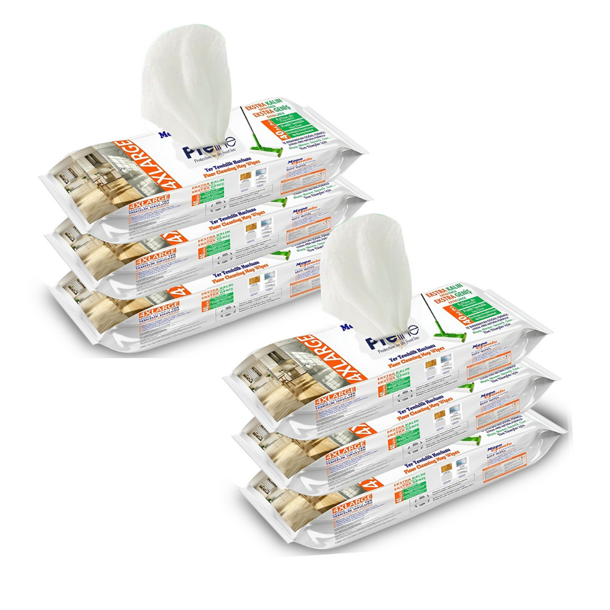 Preline Vloerdoekjes – Vochtige Reinigingsdoekjes met Witte Zeepgeur -6 Pack (240 Stuks)