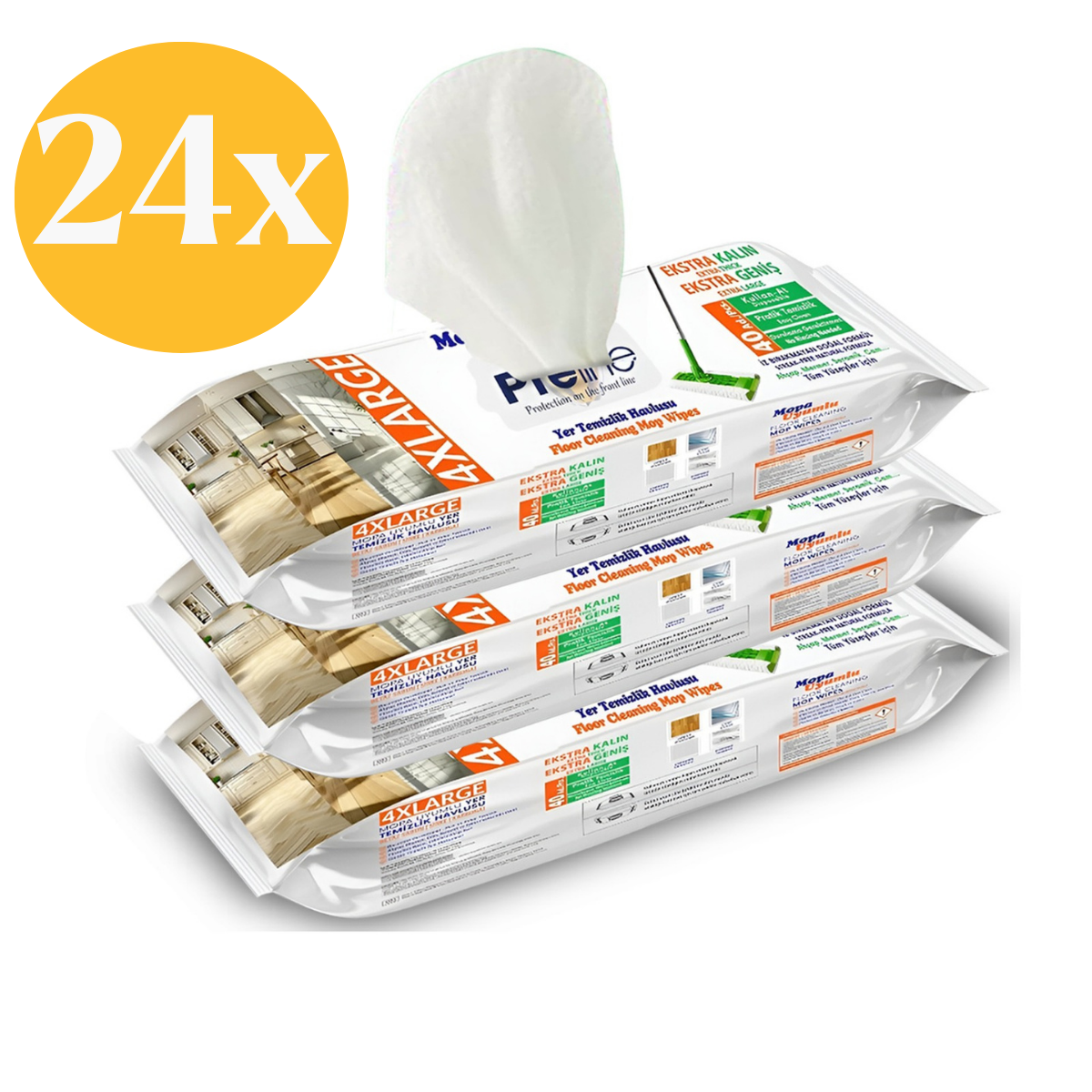 Preline Vloerdoekjes – Vochtige Reinigingsdoekjes met Witte Zeepgeur -24 Pack (480 Stuks)