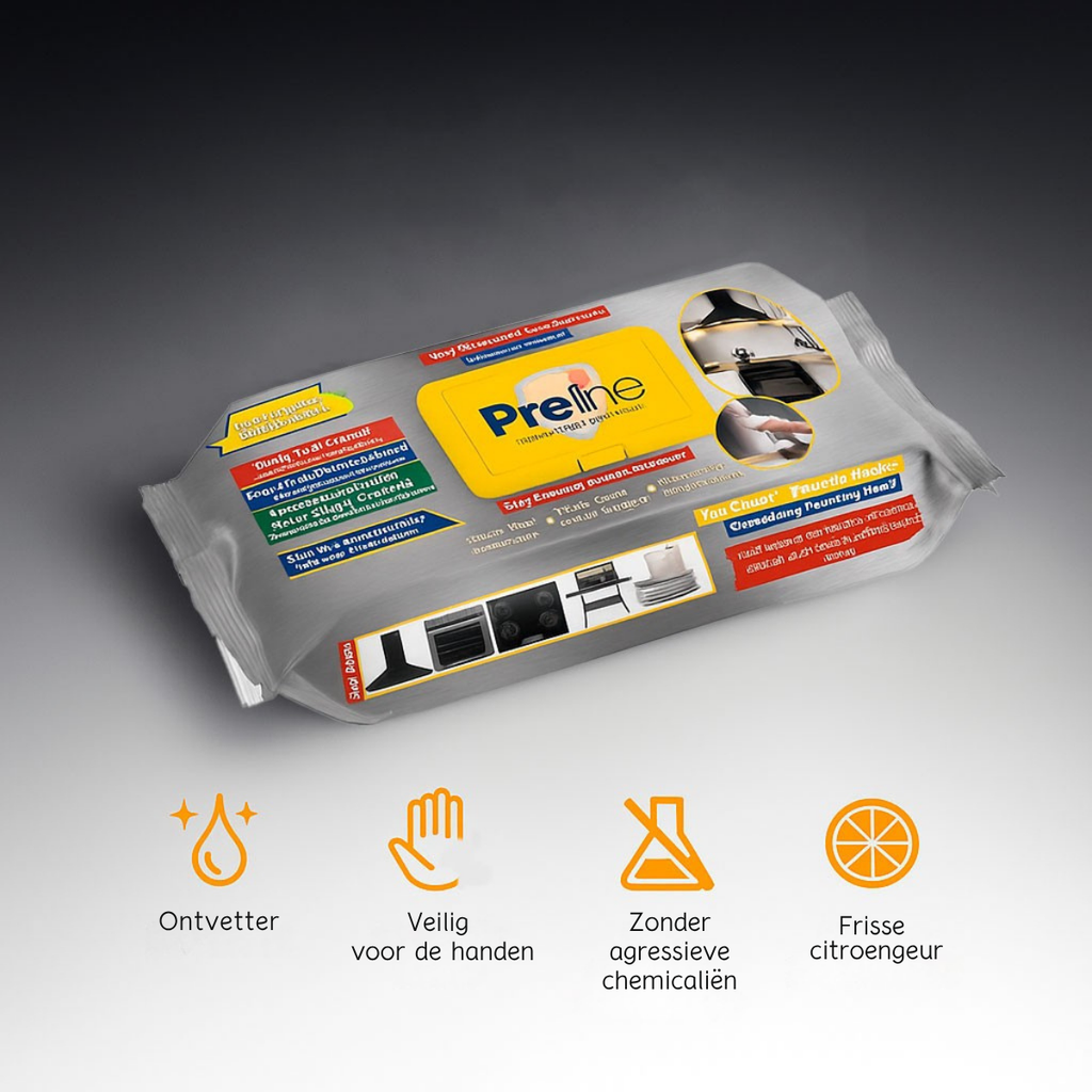 Preline Ontvettingsdoekjes – 24 Pack (2400 Stuks) | Voor Keuken, Oven & Afzuigkap