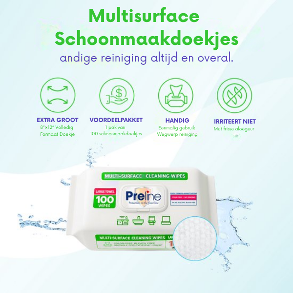 Preline Allesreiniger Doekjes - 12 Pack (1200 stuks) | Voor Alle Oppervlakken