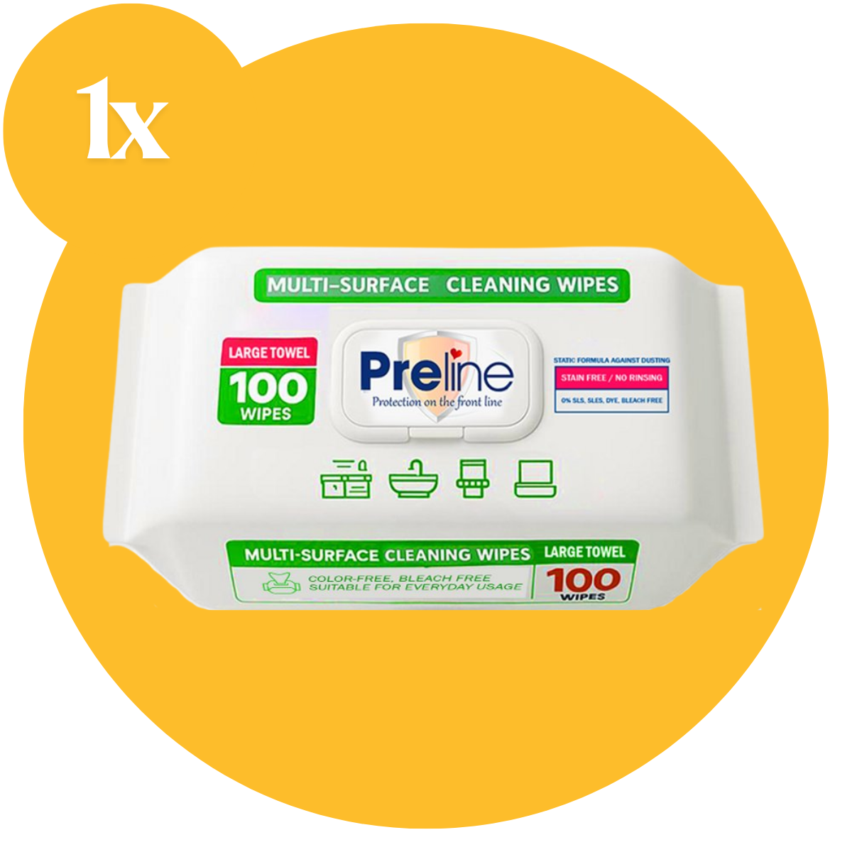 Preline Allesreiniger Doekjes - 1 Pack (100 stuks) | Voor Alle Oppervlakken